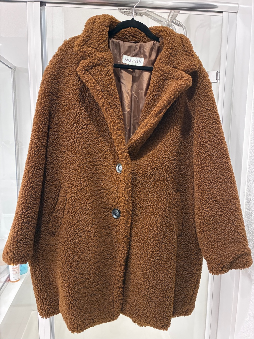Ava & Viv Chestnut Brown Teddy Sherpa Coat